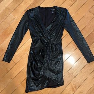 Aqua SnakePrint Leather Dress